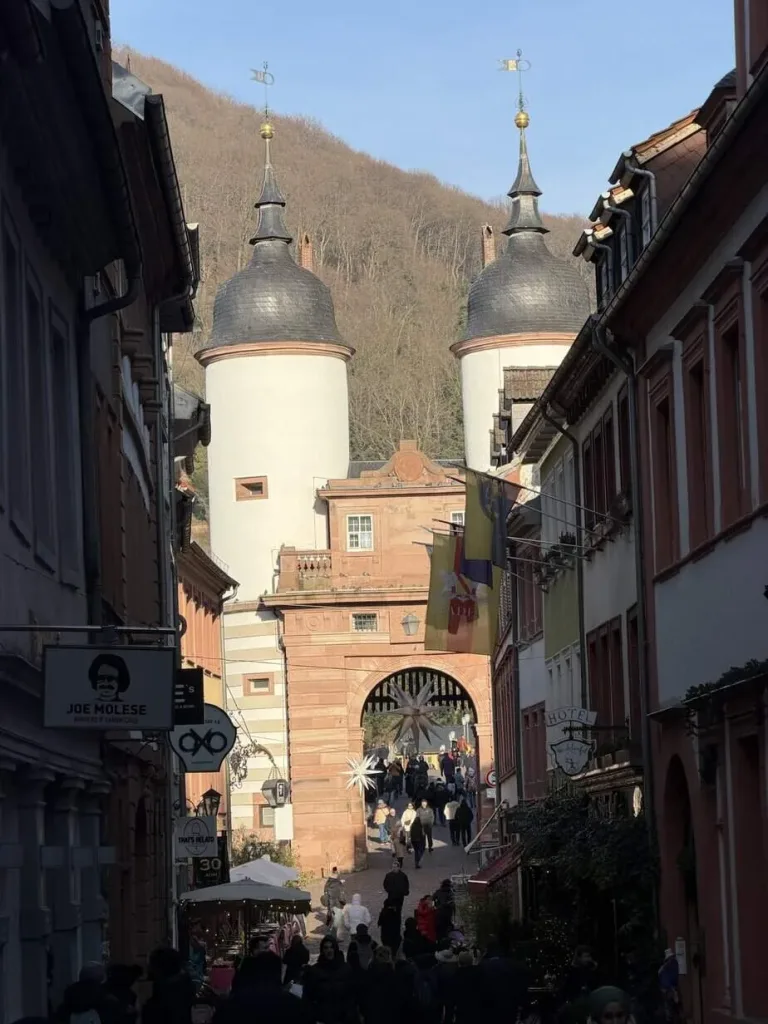 Bergische Türme in Heidelberg, romantische Altstadt, historische Architektur, Touristenattraktion, Deutschland, Barock, Sehenswürdigkeiten, Fachwerkhäuser.