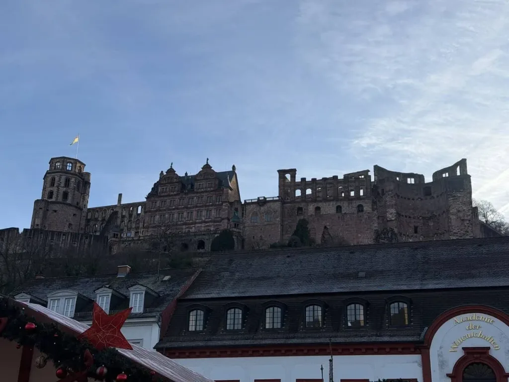 Historisches Schloss auf Hügel in Heidelberg, Deutschland.